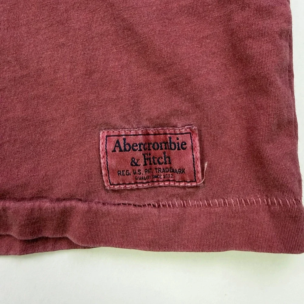 Abercrombie & Fitch Garment Dyed Henley Mens Medium Burgundy Long Sleeve Cotton